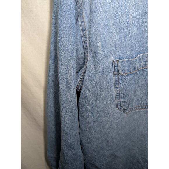 Vintage Guess Jeans Mens Blue Denim Snap Button Shirt Sz S 163F8 Western Flaw - Picture 2 of 9